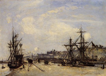 オンフルール鉄道ドックの船の海の風景 ヨハン・バルトルト・ヨンカインド Oil Paintings